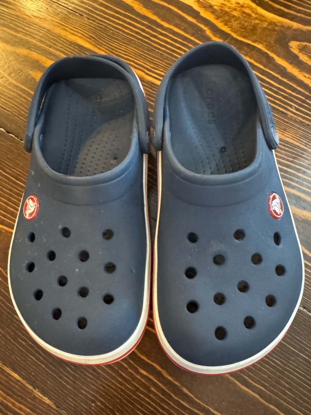 CROCS Kids Navy Blue Clog with Red Trim - Crocband